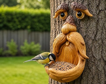 Comedero para pájaros con forma de árbol para jardín/decoración exterior con forma de árbol - Escultura de resina con forma de espíritu del árbol
