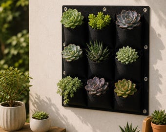 Macetero vertical de pared / Bolsa de cultivo colgante de fieltro para plantas de interior/exterior - Macetero para suculentas