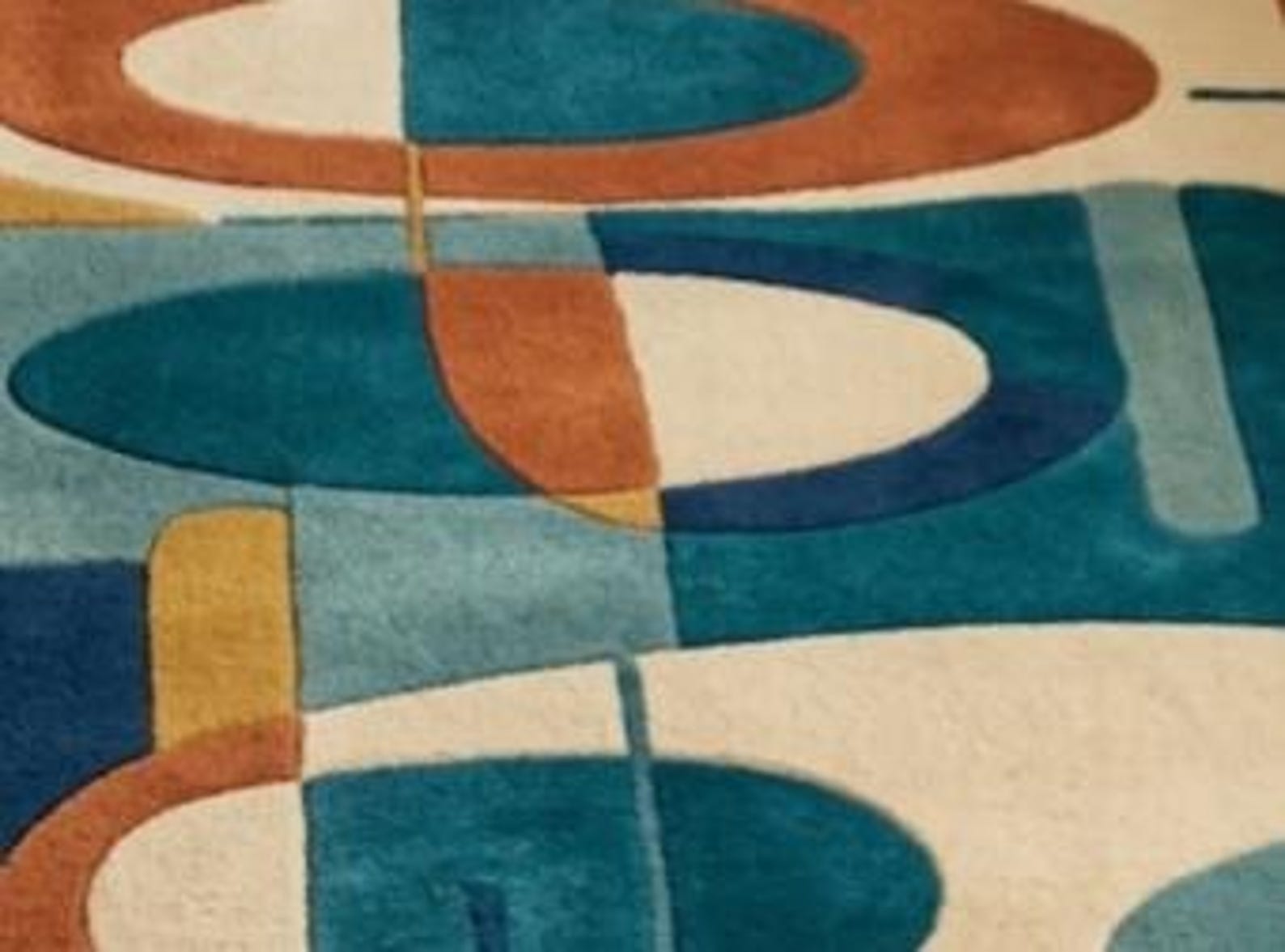 Mid-century Modern Abstract Area Rug - Atomic Era Geometric Carpet ...