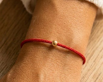Handwoven Red String Protection Bracelet, 14k gold beads of Tibetan Rope Amulet, Buddhist Peace and spiritual Gift for Men, Women, Couple