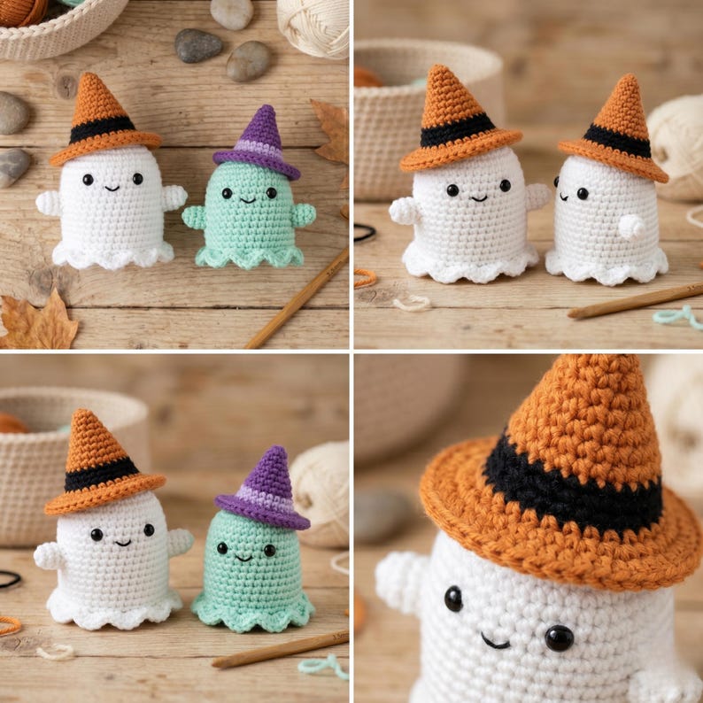 Crochet Ghost With Witch Hat Pattern – Easy Halloween Amigurumi for ...