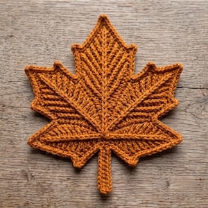 Crochet Maple Leaf Pattern, Textured Fall Applique, Beginner PDF (Digital Download)