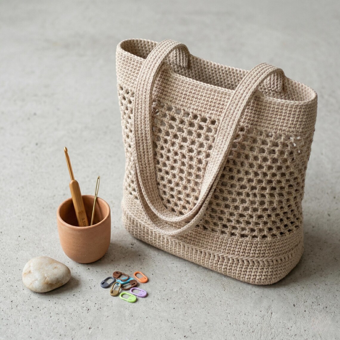 Crochet Mesh Tote Bag Pattern PDF | Minimalist Cotton Rope Bag | Easy ...