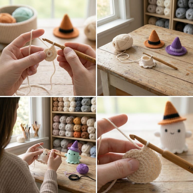 Crochet Ghost With Witch Hat Pattern – Easy Halloween Amigurumi for ...