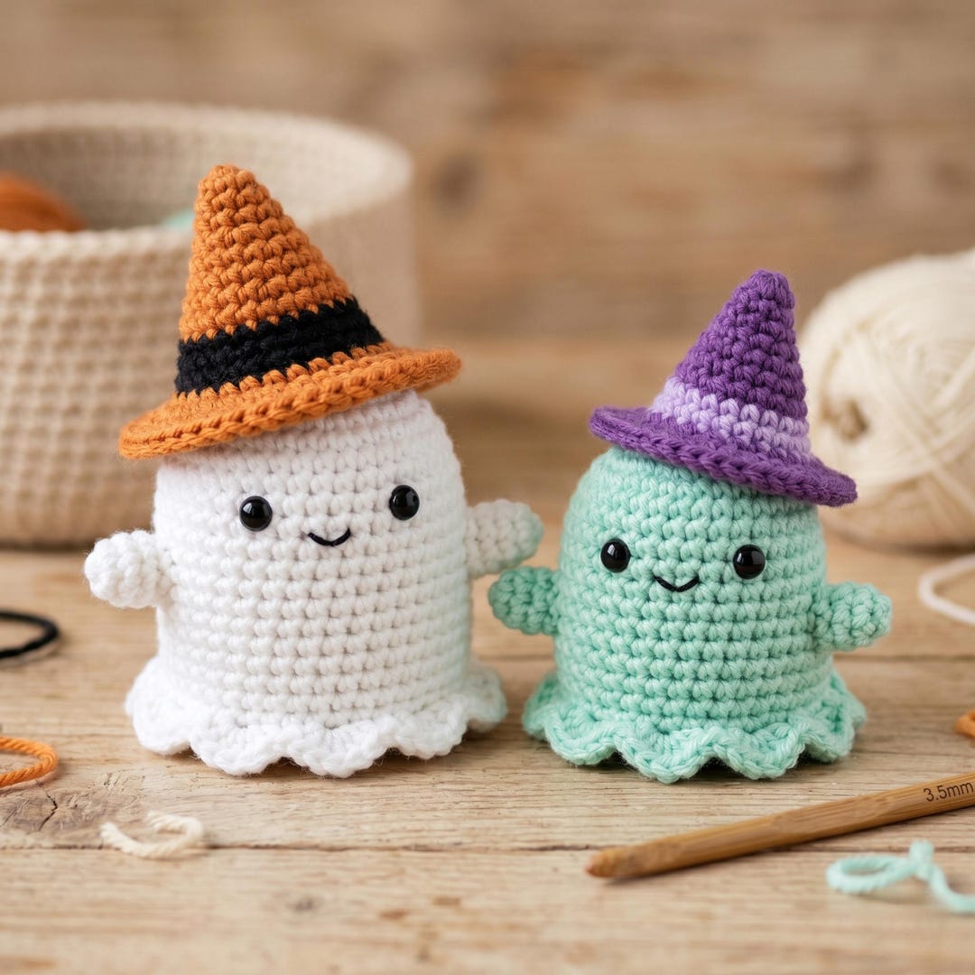 Crochet Ghost With Witch Hat Pattern – Easy Halloween Amigurumi for ...