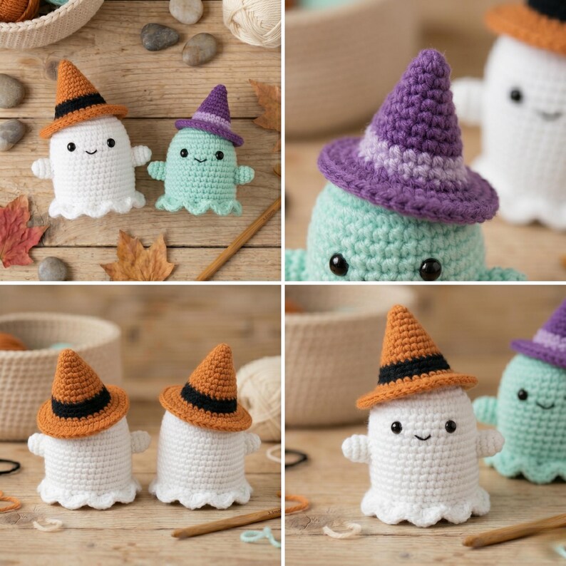 Crochet Ghost With Witch Hat Pattern – Easy Halloween Amigurumi for ...