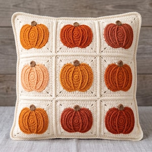Pumpkin Granny Square Crochet Pillow Pattern (PDF Download)