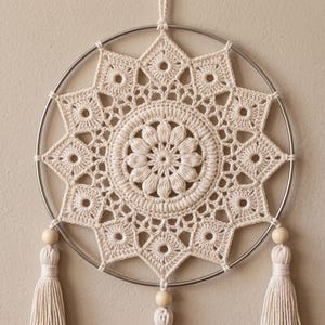 Boho-Mandala-Häkelmuster (PDF), Wandbehang mit Spitzenring (Digitaler Download)