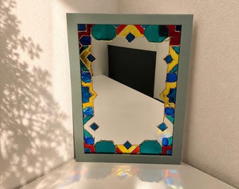 Glazed mirror with Persian geometric pattern