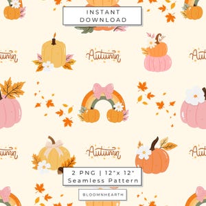 Patrón sin costuras de calabazas para decoración otoñal / Estilo otoñal / Decoración de Halloween / Marcapáginas