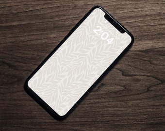 Beiges Blatt iPhone Wallpaper: Neutrales botanisches Design (Digitaler Download)