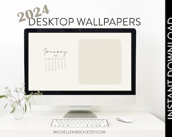 2024 Desktop Wallpapers | Neutral + Minimal Desktop Organizer | Aesthetic Wallpaper | Desktop Background | Laptop Background | Cream Beige
