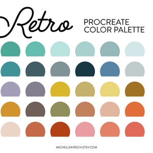 RETRO Procreate Color Palette 30 Trendy Retro Inspired Colors Made for Procreate iPad Apple Pencil image 1