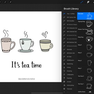 Procreate Brush Stamp Set of 21 Tea Cup Coffee Mug Hand Drawn Illustrations Made for Procreate iPad Apple Pencil image 5