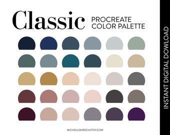 CLASSIC Procreate Color Palette | 30 Classic + Elegant Colors | Made for Procreate + iPad + Apple Pencil