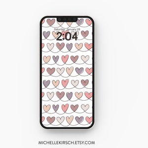 Valentine's Day Phone Wallpaper iPhone Wallpaper Hearts iPhone Background Cute Phone Wallpaper iPhone Home Screen Digital Download image 1