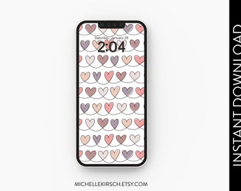 Cœurs iPhone Fonds d'écran | Joli fond de téléphone pour la Saint-Valentin (téléchargement numérique)