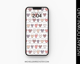 Valentine's Day Phone Wallpaper | iPhone Wallpaper | Hearts iPhone Background | Cute Phone Wallpaper | iPhone Home Screen | Digital Download