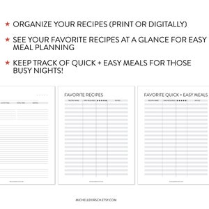 Printable Recipe Page PDF Worksheet Black &amp; White Recipe - Etsy