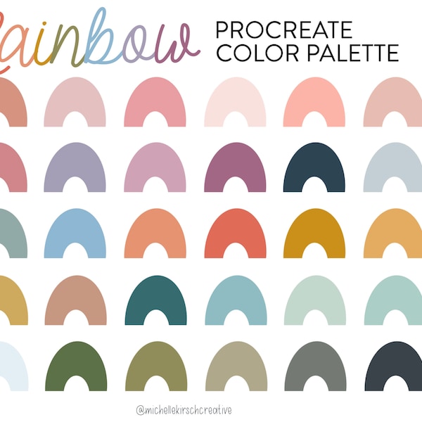 RAINBOW Procreate Color Palette | 30 Cheerful Rainbow Colors | Made for Procreate + iPad + Apple Pencil