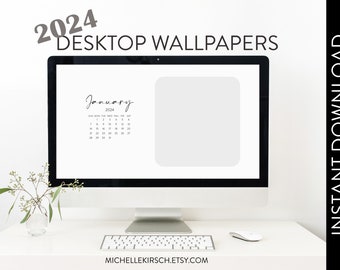 2024 Desktop Wallpapers | Neutral + Minimal Desktop Organizer | Aesthetic Wallpaper | Desktop Background | Laptop Background | Gray Taupe