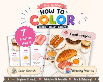 Cozy Brunch Coloring Workbook | Alcohol Marker Practice Sheets (Digital Download)