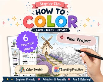Alcohol Marker Coloring Pages | European Countryside Landscapes, Blending Practice (Digital Download)