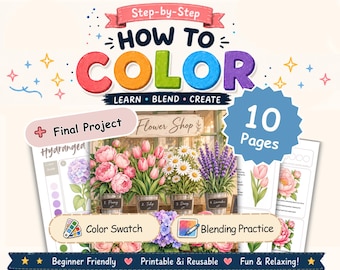 Alcohol Marker Flower Coloring Workbook | 7 Floral Designs + 3 Projects (Digital Download)
