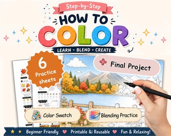 Alcohol Marker Coloring Pages | Autumn Forest Landscapes, Blending Practice (Digital Download)