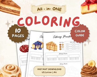 Coloring Sheets, 10-Page Alcohol Marker Practice Bundle, Blending Guide (Digital Download)