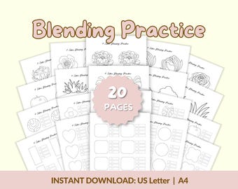 Marker Blending Practice Sheets | 20 Printable Gradient Worksheets (Digital Download)