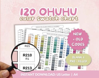 Ohuhu 120 Marker Color Swatch Chart | Honolulu & B Series, Blank/Pre-Filled (Digital Download)