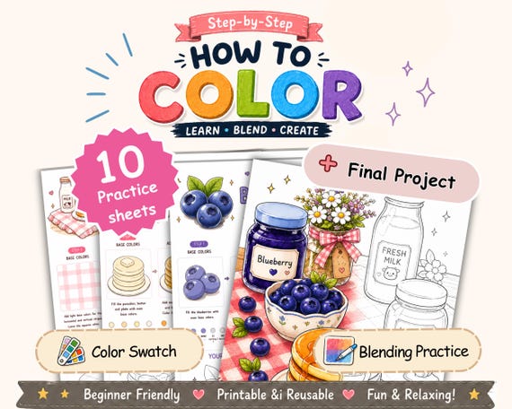 Dessert Coloring Workbook | Alcohol Marker Blending Practice (Digital Download)