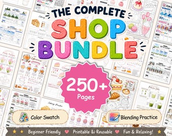 250+ Coloring Pages, Swatches, Blending Practice (Digital Download)