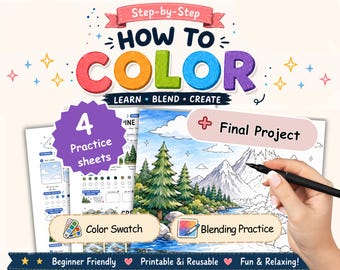 How to Color with Alcohol Markers | Landscape Coloring Worksheets | Printable PDF | Marker Blending Tutorial