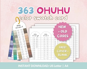 Ohuhu 363 Color Swatch Cards: Honolulu, B Series, New + Old Codes (Digital Download)
