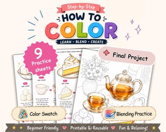 Alcohol Marker Coloring Workbook | Tea Time Practice Sheets (Digital Download)