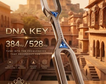 Diapasón profesional gigante con forma de llave de ADN, 384 Hz / 528 Hz – Herramienta de sanación y meditación con frecuencia Solfeggio