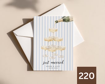 Personalized Wedding Card | Champagne Wedding Card | Just Married Card | Custom Wedding Card | Champagne Tower Wedding Card | A6