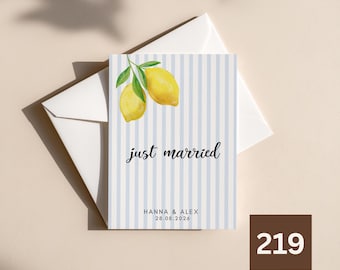 Personalized Wedding Card | Lemon Wedding Card | Just Married Card | Custom Wedding Card | Italian Wedding Card | Mediterranean Wedding | A6