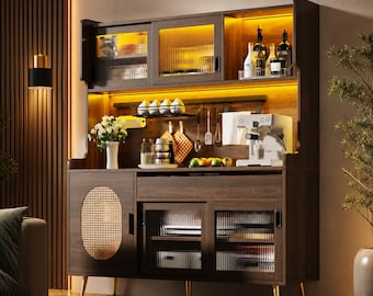 Transform your space with this stunning Rustic Farmhouse Buffet Cabinet, designed to blend timeless charm with modern functionality.