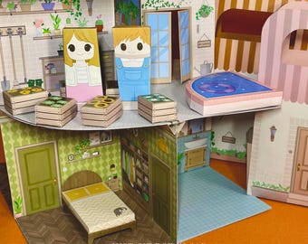 Kit imprimible para casa de muñecas de papel / Habitaciones en miniatura para recortar y plegar (descarga digital)