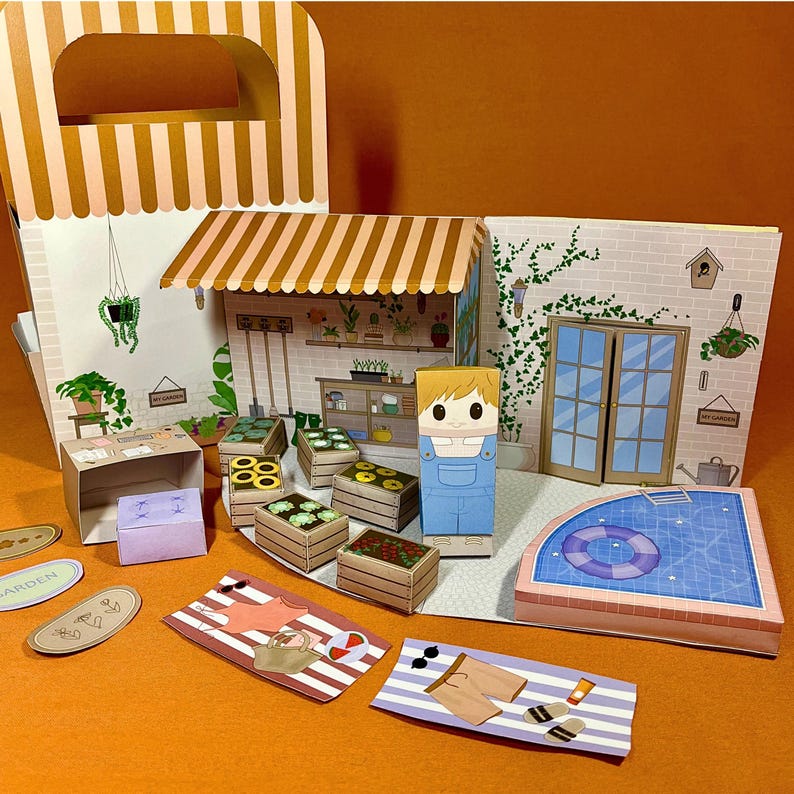 Printable Dollhouse Kit For Kids Paper Dollhouse PDF DIY Cut And Fold 