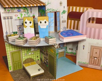 DIY Paper Dollhouse Kit, Miniature Rooms, Printable Craft Toy (Digital Download)