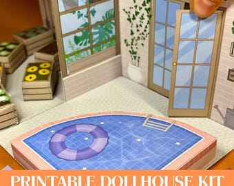 Printable Dollhouse Kit for Kids, Paper Dollhouse PDF, DIY Cut and Fold Toy, Screen Free Activity, Instant Download