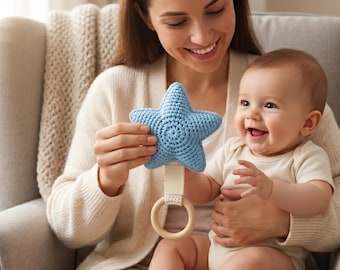 Star Baby Rattle, DIY Crochet Baby Toy Pattern, Handmade  Star Baby Rattle & Teething Ring PDF