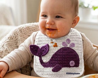 Crochet Whale Baby Bib Pattern (PDF)