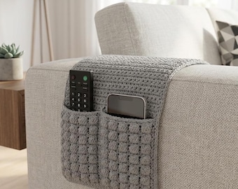 Crochet Sofa Armrest Organizer Pattern, Beginner-Friendly Remote Caddy (PDF Pattern)