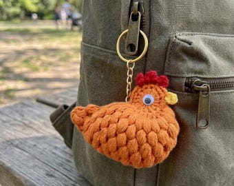 Crochet Chicken Keychain, Amigurumi Mini Chicken Bag Charm (PDF Pattern)