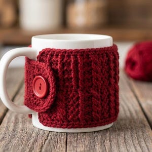 Crochet Suzette Coffee Cup Cozy Pattern, Textured Mug Sleeve (PDF Pattern)
